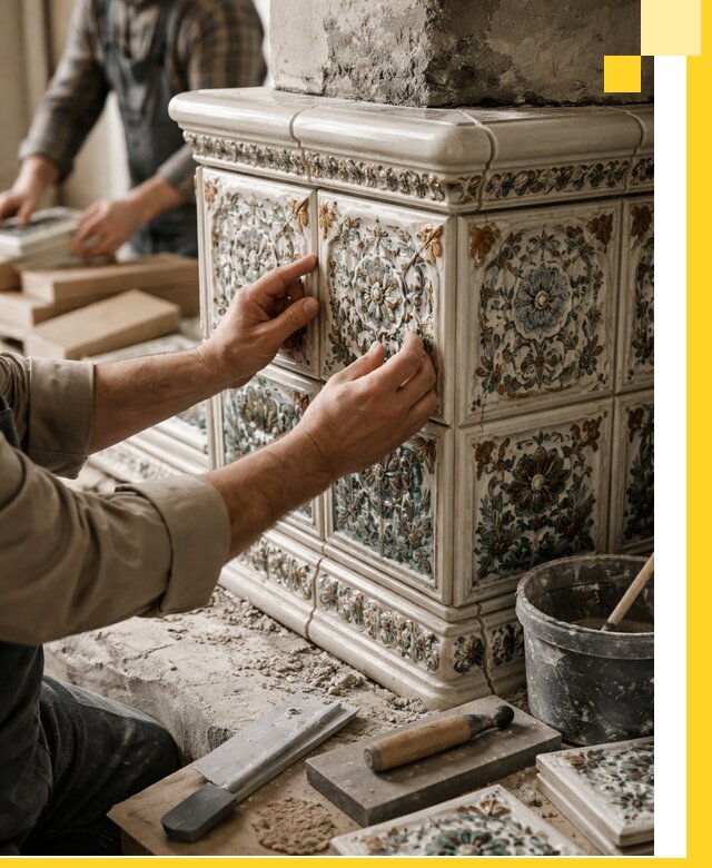 Изразцовые камины под ключ в Рубцовске: проект и монтаж