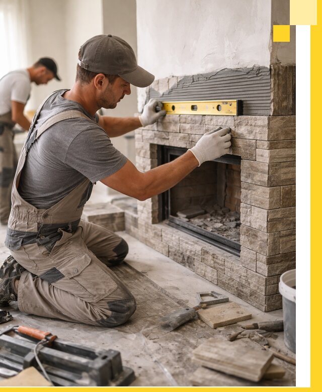 Облицовка каминов в Рубцовске, монтаж и отделка натуральным камнем