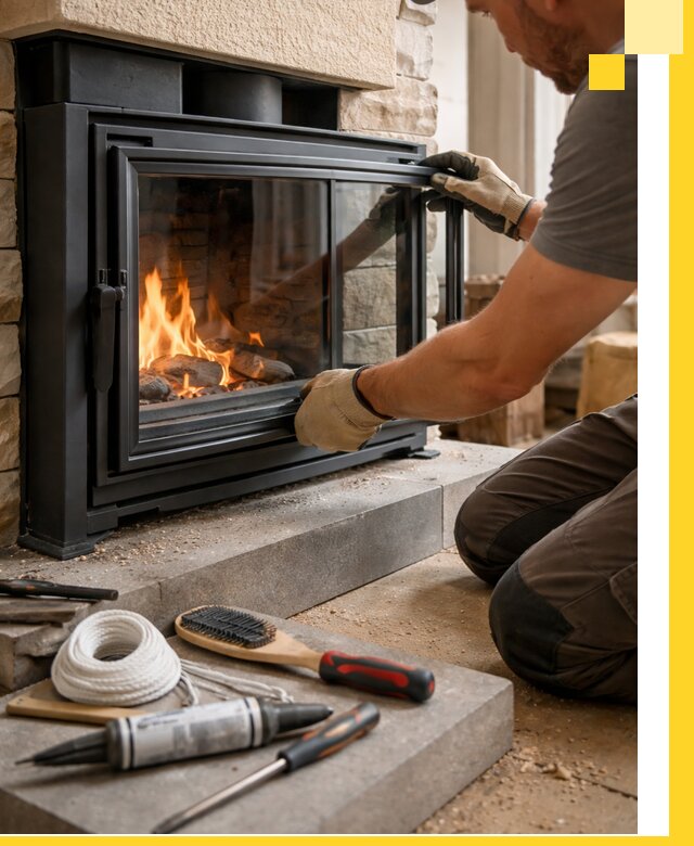 Производство, монтаж и доставка каминов со стеклом в Рубцовске