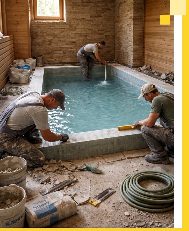 Проектирование и строительство бассейнов для бани в Рубцовске