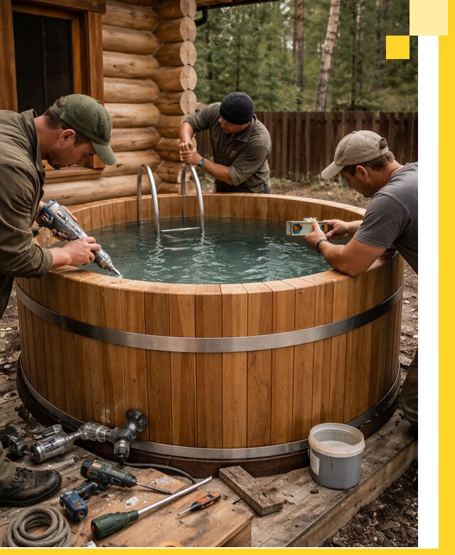 Строительство бань с купелью под ключ и отделкой в Рубцовске