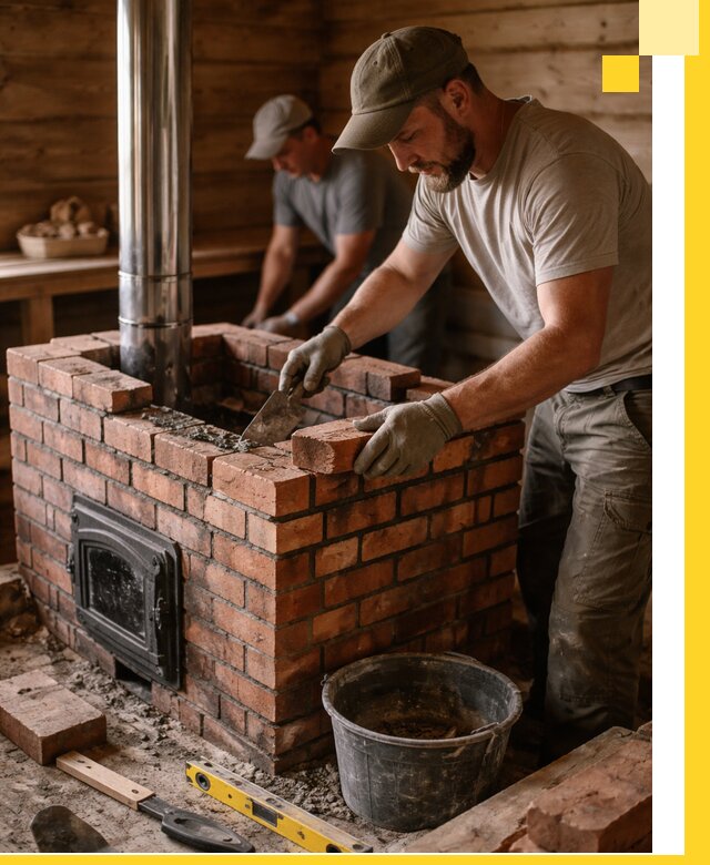 Кирпичные печи для бани под ключ в Рубцовске, проект и монтаж