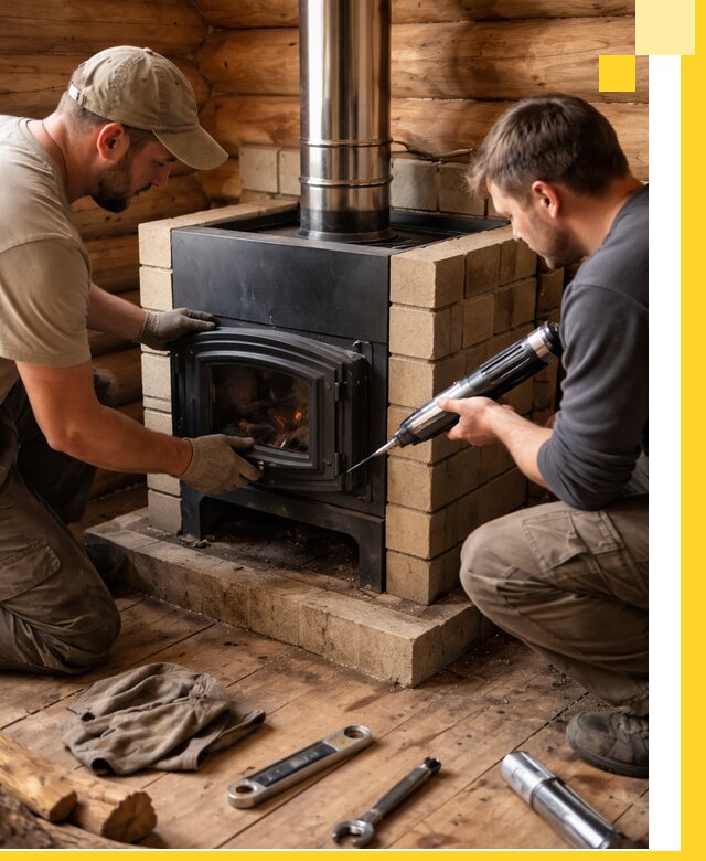 Монтаж и установка печи в бане под ключ с гарантией в Рубцовске