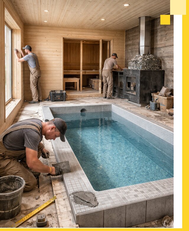 Проект бани с бассейном и сауной в Рубцовске под ключ