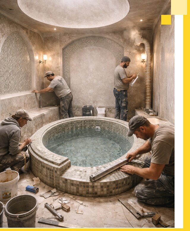 Профессиональное строительство хамама с бассейном в Рубцовске под ключ