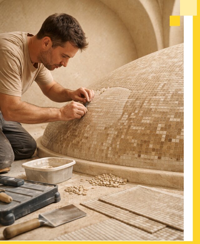 Профессиональная укладка мозаики для хамама под ключ в Рубцовске