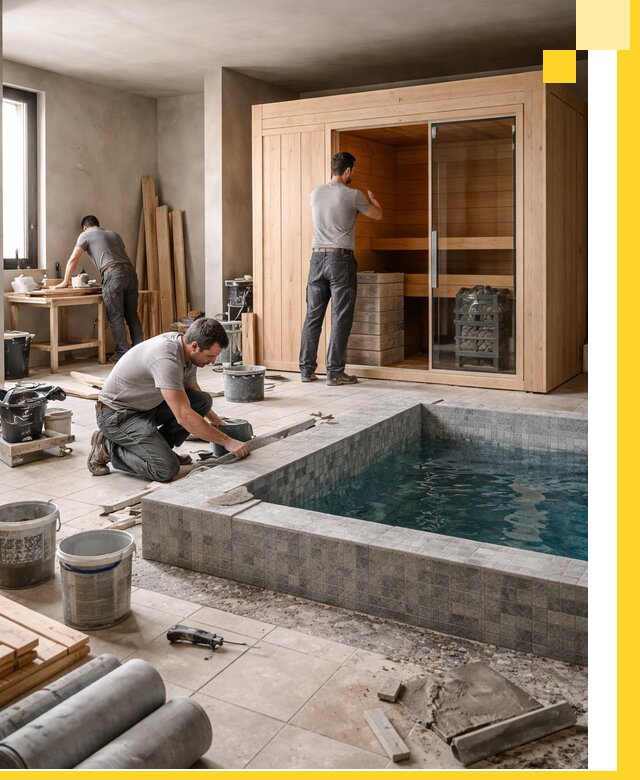 SPA зоны под ключ с бассейном сауной и печью в Рубцовске